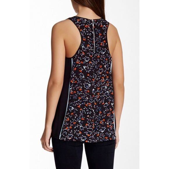 Ella Moss Posy Contrast Trim Silk Tank Floral Sz L - Picture 14 of 15